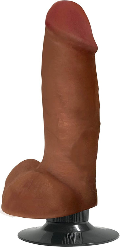 JOCK BARESKIN 7" VIBRATING DONG WITH BALLS MOCHA